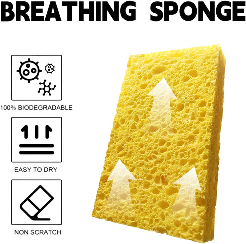 12-Count Natural Kitchen Sponge,Compressed Cellulose Scrub Sponges,Non-Scratch Kitchen Sink Sponges for Dishes Cleaning Bathroom Cars,Funny Colorf...