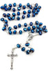 Nazareth Store Deep Blue Crystal Beads Rosary Catholic Necklace Holy Soil Medal Cross Crucifix Velvet Bag...