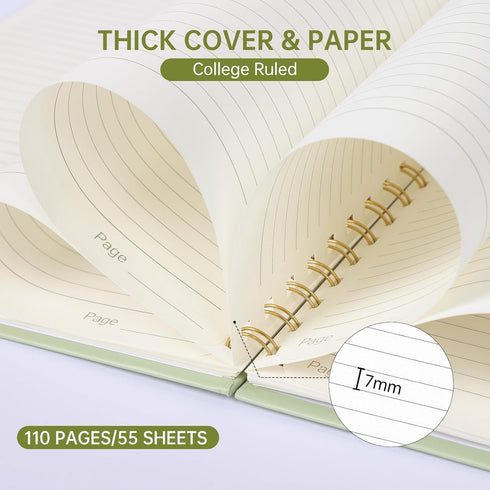 EOOUT Spiral Notebook 8.5 x 11, A4 Lined Large Hardcover Notebooks for Women Men, 110 Pages College Ruled Notebook for Work School Note Taking(Lig...