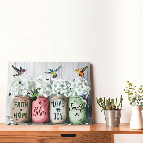 Farmhouse Flower Bathroom Wall Art Motivational Inspirational Quotes Pictures Wall Decor Hummingbird Canvas Artwork Painting Framed Poster Print f...