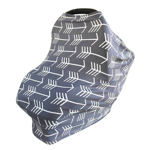 Nursing Cover for Babies Versatile Baby Car Seat Cover for Newborn Grey with White Arrow...