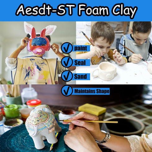 White Moldable Cosplay Foam Clay (300 Gram) - High Density Air Dry Clay, Modeling Clay for Intricate Designs, Figures, Masks, Craft Projects,Great...
