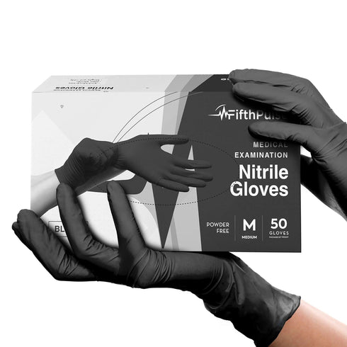 Black Gloves Disposable Latex Free Medium, 50 Count - Medical and Dental Grade Surgical Gloves - Powder Free Nitrile Gloves Medium - 3 Mil Thickne...