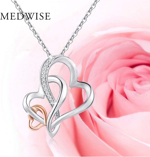 MEDWISE Three Generations Necklace for Grandma Gifts Jewelry S925 Sterling Silver Grandmother Mom Granddaughter Mother's Day Necklace Jewelry Birt...