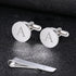 Initial Cufflinks and Tie Clip Set for Men,Stainless steel Letter Cuff Links and Tie Bar Set gift for Father Husband Son Boyfriend...
