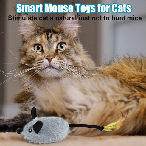 Mity rain Interactive Dog Toys, Fake Mouse Moving Dog Toy with Automatic Sensor, Dog Mouse Toy with Realistic Sound & Extended Tail, Automatic Dog...