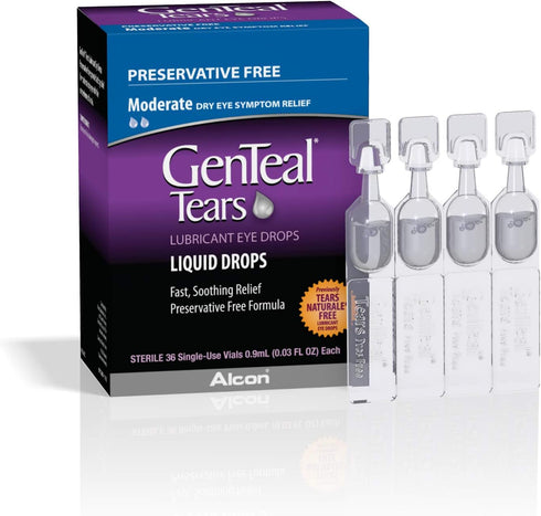 GenTeal Tears Lubricant Eye Drops, Moderate Liquid Drops, SingleUse Vials,1 pack of 36 ct , 0.03 Fl Oz...