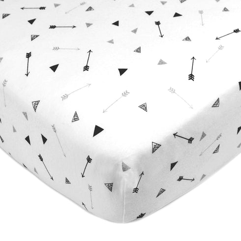 American Baby Company 100% Natural Cotton Fitted Crib Sheet 52" x 28" - Soft, Breathable, Hypoallergenic & Gentle Toddler Bed Sheet, Silver Black ...