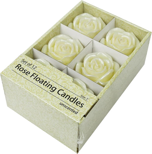 Zest Candle 12-Piece Floating Candles, 3-Inch, Ivory Rose...