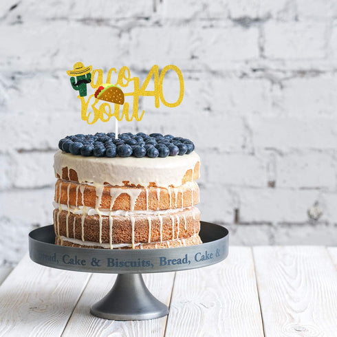 Taco Bout 40 Birthday Cake Topper - Fiesta 40th Birthday Party Glitter Taco Cactus Cake Supplies - Fabulous Forty - Mexican Summer Fiesta Party De...