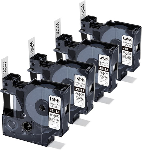 A45013 D1 Label Tape S0720530 Replace for Dymo Label Maker Refills d1 45013, 1/2 in x 23 Ft Black on White Compatible with DYMO LabelManager 160 2...