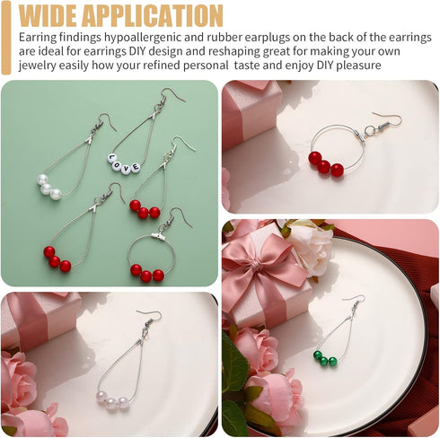 Inbagi 481 Pcs Earring Making Kit Jewelry Making Supplies Bulk Earring Findings with Teardrop and Round Beading Hoops Earring Hooks Open Jump Ring...