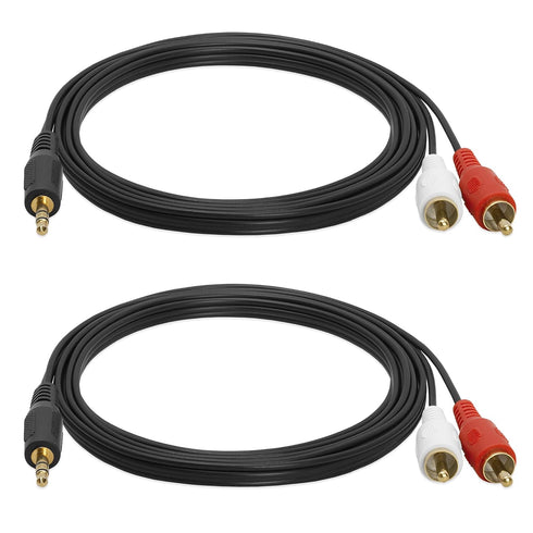 3.5mm Stereo Male to Dual RCA Male Y-Cable, 12 FT – Pack of 2...