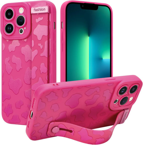 OOK Case for iPhone 13 Pro Max Case, Cute Cow Print with Adjustable Wristband Strap Kickstand Slim Lightweight Soft Flexible TPU Rubber for Women ...
