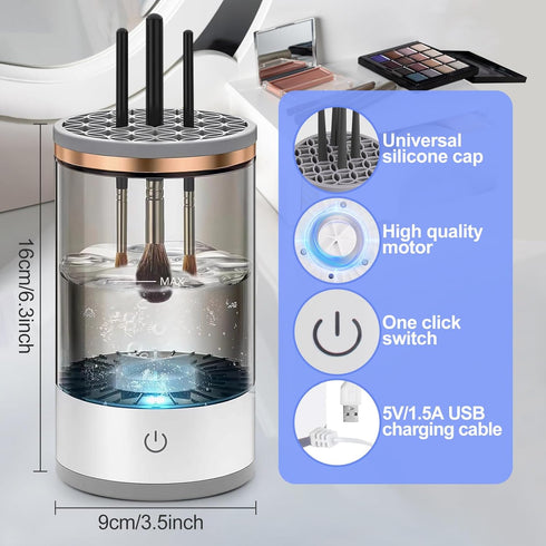 Electric Makeup Brush Cleaner Machine | 2024 Upgrade Cosmetic Brush Cleaner | Automatic Make Up Brush Cleaner Spinner | Deep Cleaning Sonic Techno...