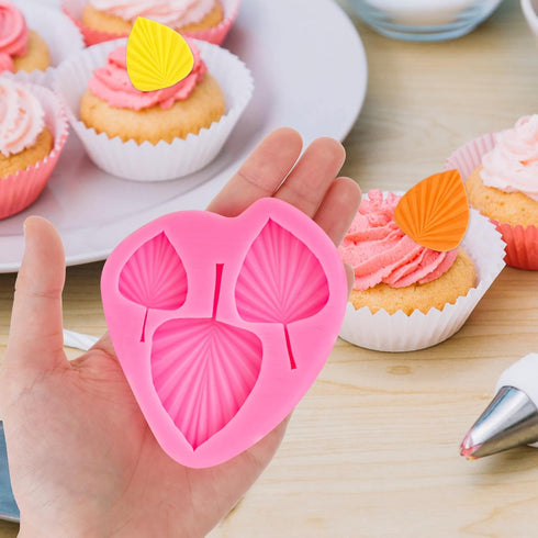 3 Pack Leaf Silicone Molds Fan Leaf Chocolate Mold Tropical Leaf Fondant Mold Palm Leaf Mold Monstera Leaf Chocolate Fondant Mold for Chocolate Ca...