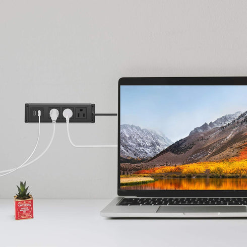 CCCEI 3 Outlets Wall Mount Power Outlet Strip with USB, Under Desk Power Strip Mountable Large Flat Plug, Desk Mount Power Strip with 6FT Power Co...
