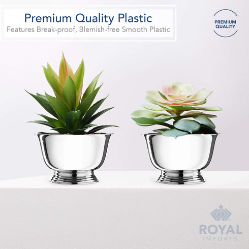 Royal Imports 6" Decorative Plastic Planter Pedestal Bowl- Flower Pot Cover, Footed Succulent Dish for Wedding, Party, Garden, Home and Holiday De...