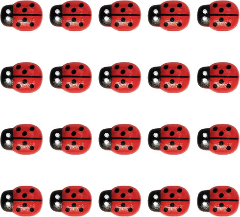 20-Piece Set: Seven-Spot Ladybug Décor - Wooden Handcrafted Simulation Beetle Garden with Realistic Ladybug Insect Miniature Sample Model - Yard, ...
