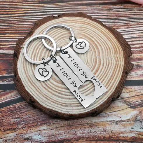 Vadaka Couple Gifts Keychain for Husband Wife,I Love You Most I Love You More Matching Couple Keychain for Him and Her,Valentine's Day Birthday Gi...
