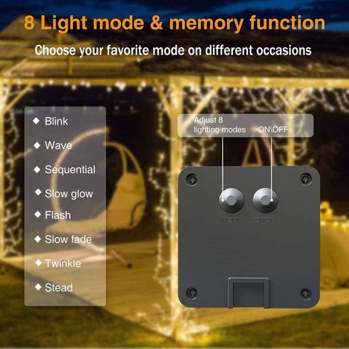 2 Pack Solar Waterfall Fairy Bunch Lights Outdoor Waterproof 200LEDs 8 Modes Watering Can Light (NO CAN) Solar Powered String Lights Firefly Vine ...