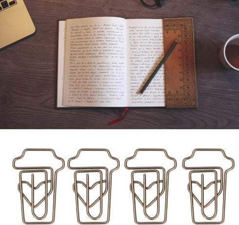 50 Pcs Paper Clips, Cute Coffee Cup Shape Paper Clips Tiny Paper Clips Portable Mini Metal Bookmark Clips Brown Funny Paper Clips...