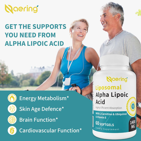 Liposomal Alpha Lipoic Acid 1400mg Softgels, ALA Supplement with L-Carnitine 1000mg, Ubiquinol (Active CoQ10) 100mg and Vitamin E 10mg,Alpha-Lipoi...