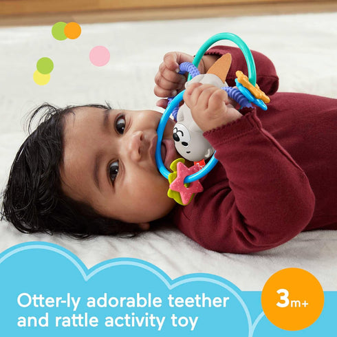Fisher Price Baby Toys Twist & Teethe Otter 2-In-1 Rattle and Bpa-Free Teether with Textured Rings for Infant Fine Motor Play...