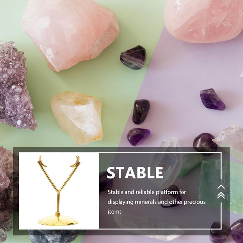 Kichvoe Metal Display Stand Holder Display Easel Stands for Gemstones Minerals Agate Slabs Plates Rock Seashell Sphere Crystal Ball Eggs Crystals ...