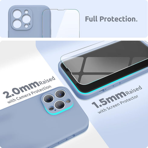 SURPHY Compatible with iPhone 13 Pro Case with Screen Protector, (Camera Protection & Soft Microfiber Lining) Liquid Silicone Phone Case 6.1 inch ...