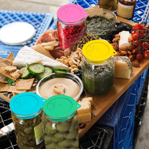 Sophico Silicone Fermenting Lids, Waterless Airlock Fermentation Tops Mason Jar Lid Fermenter Caps for Pickles, Kimchi, and Fermented Probiotic Fo...
