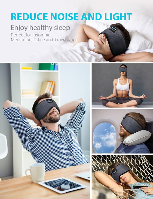 Sleep Headphones Wireless Bluetooth, TOPOINT Eye Mask for Sleeping with Microphone Handsfree, Silk Sleep Mask for Side Sleepers Men Women (Black)...