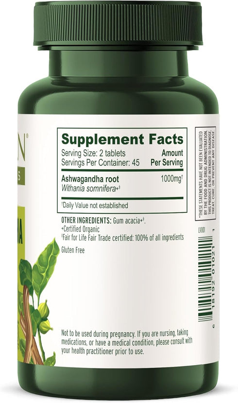 Banyan Botanicals 1000mg Ashwagandha Tablets – Organic Ashwagandha Root – Renowned Herbal Adaptogen for Energy Support and Stress Support* – 90 Ta...