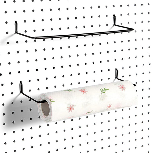 Paper Towel Holder for Pegboard, Extendable, Fit Any Standard Pegboard, 2 Packs, Black...
