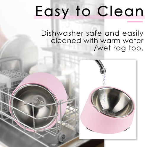 Super Design Mess Free 15° Slanted Bowl for Dogs and Cats, Tilted Angle Bulldog Bowl Pet Feeder, Non-skid & Non-spill, Easier to Reach Food S/0.5 ...