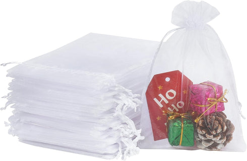 HRX Package 100pcs White Organza Bags, 4x6 inch Mesh Bags Drawstring Gift Bags Jewelry Pouches for Candy Wedding Favors Christmas...