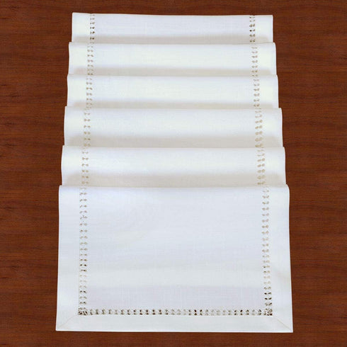 Grelucgo Set of 6 Handmade Hemstitched White Table Placemats 12x18 Inches...