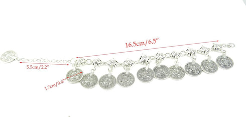 yueton Pack of 2 Vintage Bohemian Gypsy Coin Tassel Beach Anklet Chain Tribal Ethnic Retro Coin Bracelet...