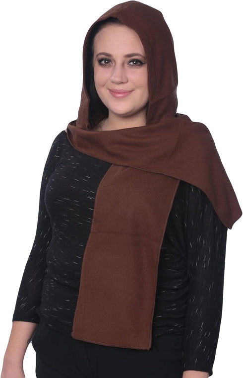 Unisex-Adult Soft Hoodie Scarf Combination 2-n-1 to Be Warm, Ideal for Winter or Fall, Brown...