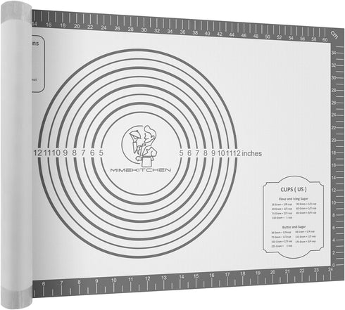 Silicone Baking Mat Non Stick Pastrty Mat for Dough Rolling Mat for Making Cookies, Macarons,Bread,Cake and Candy Reusable Kitchen Counter Mat Fon...