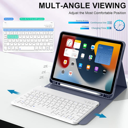 JKSML 10.9 Inch Case for iPad Air 5th/4th Generation 2022/2020 with Magnetic Detachable Bluetooth Keyboard and Pencil Holder, Auto Wake/Sleep Smar...