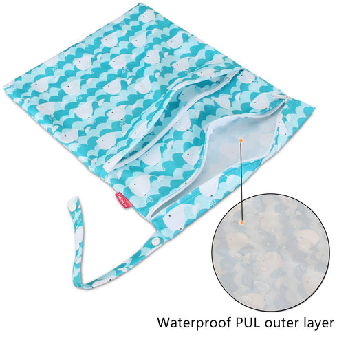 Damero Cloth Diaper Wet Dry Bag with Handle for Swimsuit, Pumping Parts, Wet Clothes and More, Ideal for Travel, Exercise, Daycare, Swimming, Reus...