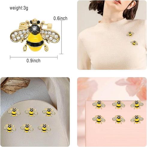 6 Pack Cute Funny Rhinestone Bee Brooches Pin Set Fashion Enamel Crystal Animal Insect Themed Bags Backpacks Jackets Hat Lapel Brooch for Women Go...