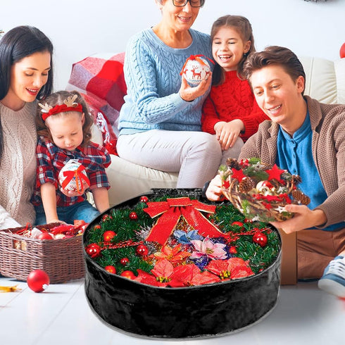 Wreath Storage Bag By Propik 24" - Garland Holiday Container Tear Resistant Material - Easy Storage Featuring Heavy Duty Handles And Transparent C...