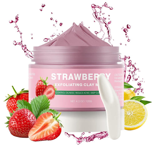 Strawberry Face Mask Clay Mask Cleansing Face Mask for Blackheads and Pores, Pink Clay Mask, Mask for Face Skin Care for Blackhead Remover Mask, C...