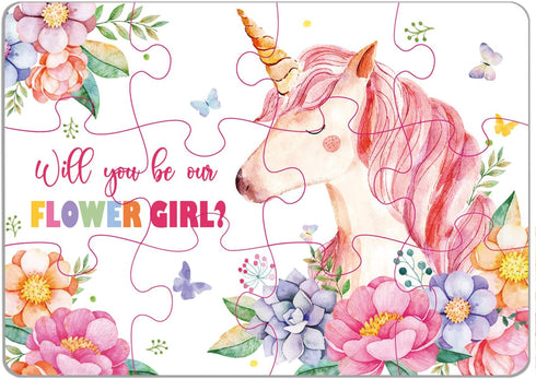 Flower Girl Puzzle Game, Flower Girl Gifts Will You Be Our Flower Girl Unicorn Jigsaw Puzzles for Adults, Bridesmaids, Weddings, Families Parties...