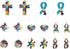 sowaka 16 Pcs Autism Awareness Charms with Hole Enamel Puzzle Heart Cross Circle Ribbon Shape Pendants for Jewelry Making Kits Necklace Bracelet E...
