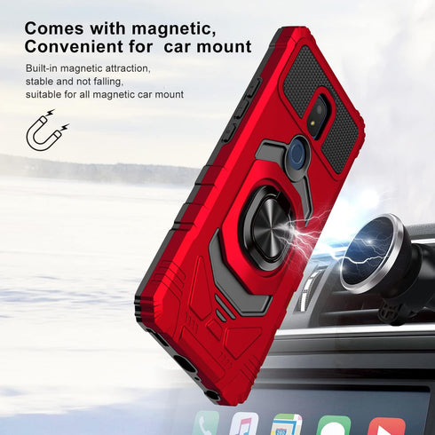 for for Cricket Icon 3, Splendor, AT&T Motivate 2 - Shockproof Protective Phone Case w/Ring Stand - RS7 Red...