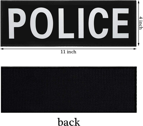 Syhood 3 Pieces Police Patches for Vest 11 x 4 Inches Reflective Ultra Black Police Panel Patches for Vest Jacket Back Panel...