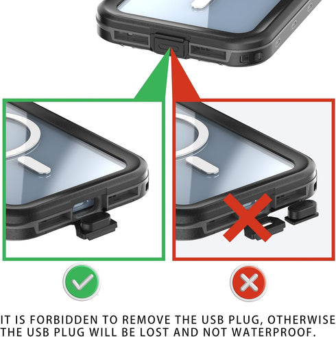 iPhone 15 Mobile Phone Waterproof Case, Built-in scratch resistant & anti-fingerprint Screen Protector,Wireless Charging, Dust,Drop,Snow & WaterPr...